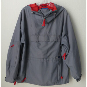 Men’s Anorak Black Ice Vintage Utility Rain Jacket LARGE Gray Red Gorpcore *READ